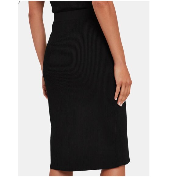 NWT Jonathan Simkhai Deep Rib Wrap Skirt black XS stretch slit - Picture 3 of 11